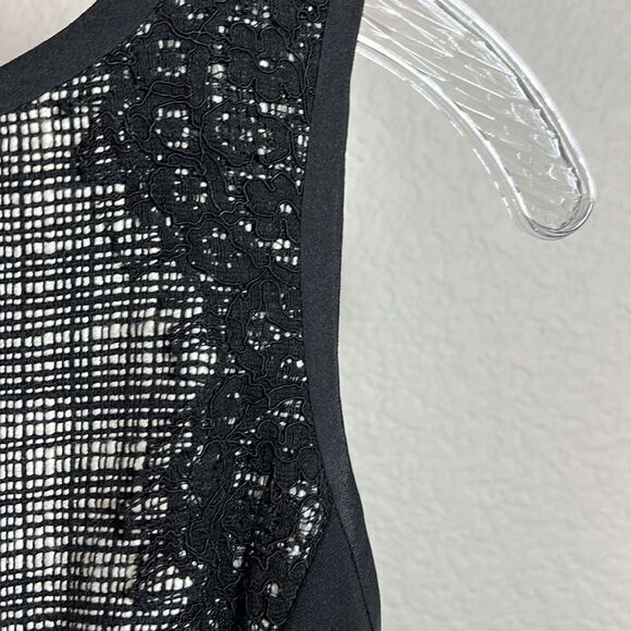 Ann Taylor LOFT Black Tweed Stripe Floral Sleeveless Sheath Dress Women's 6P‎ - Picture 7 of 9